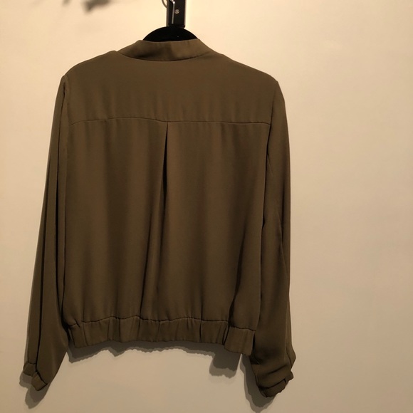 Dalia Zipper olive blazer Dressy Jacket Classy M - Picture 2 of 6